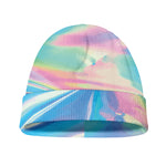 Blue Holographic Print Beanie