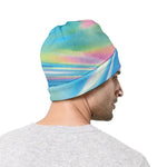 Blue Holographic Print Beanie