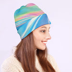 Blue Holographic Print Beanie