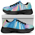 Blue Holographic Print Black Chunky Shoes