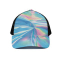 Blue Holographic Print Black Mesh Trucker Hat