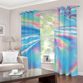 Blue Holographic Print Dimout Grommet Curtains