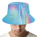 Blue Holographic Print Bucket Hat