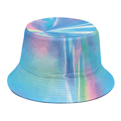 Blue Holographic Print Bucket Hat