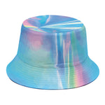 Blue Holographic Print Bucket Hat