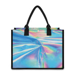Blue Holographic Print Canvas Tote Bag