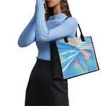 Blue Holographic Print Canvas Tote Bag