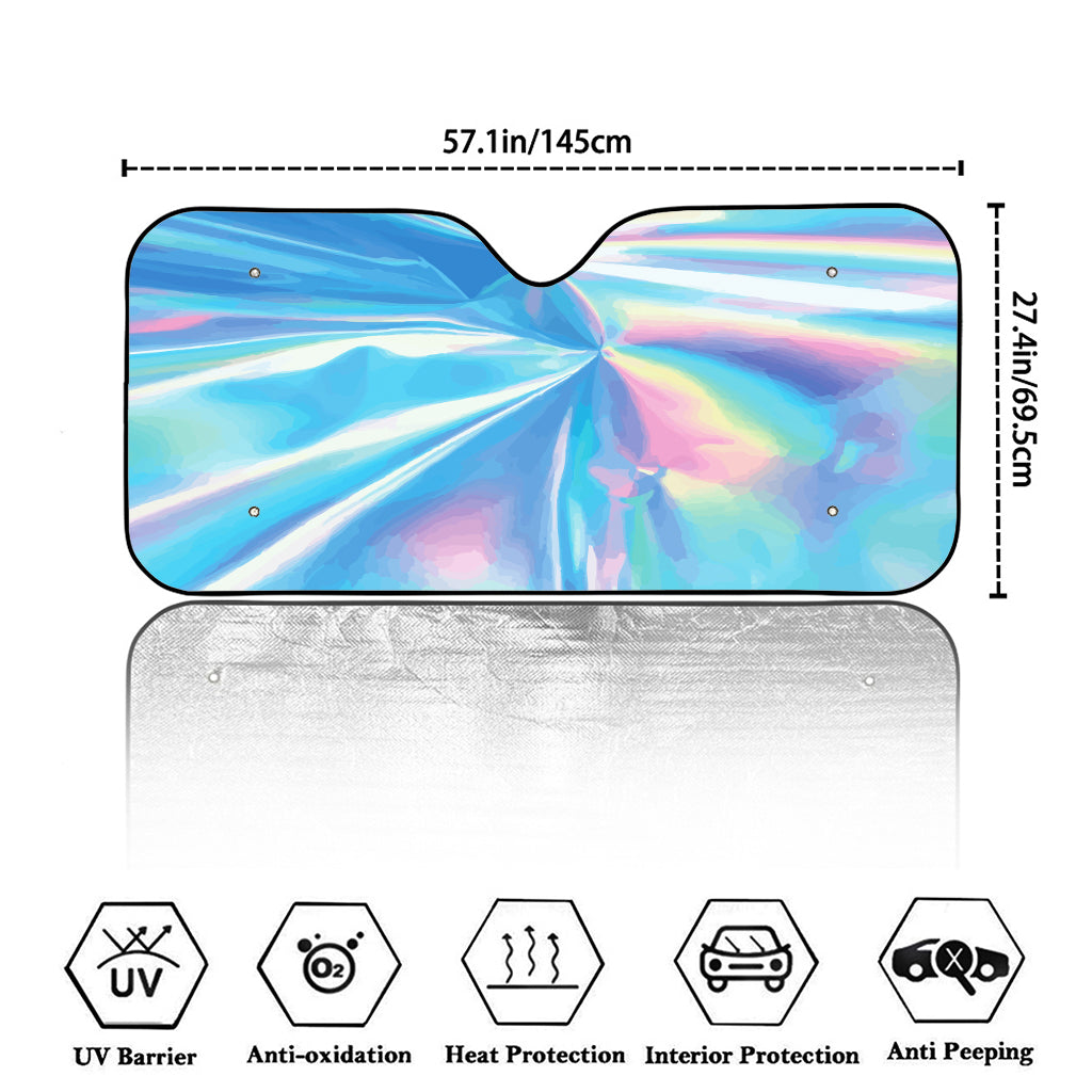 Blue Holographic Print Car Windshield Sun Shade