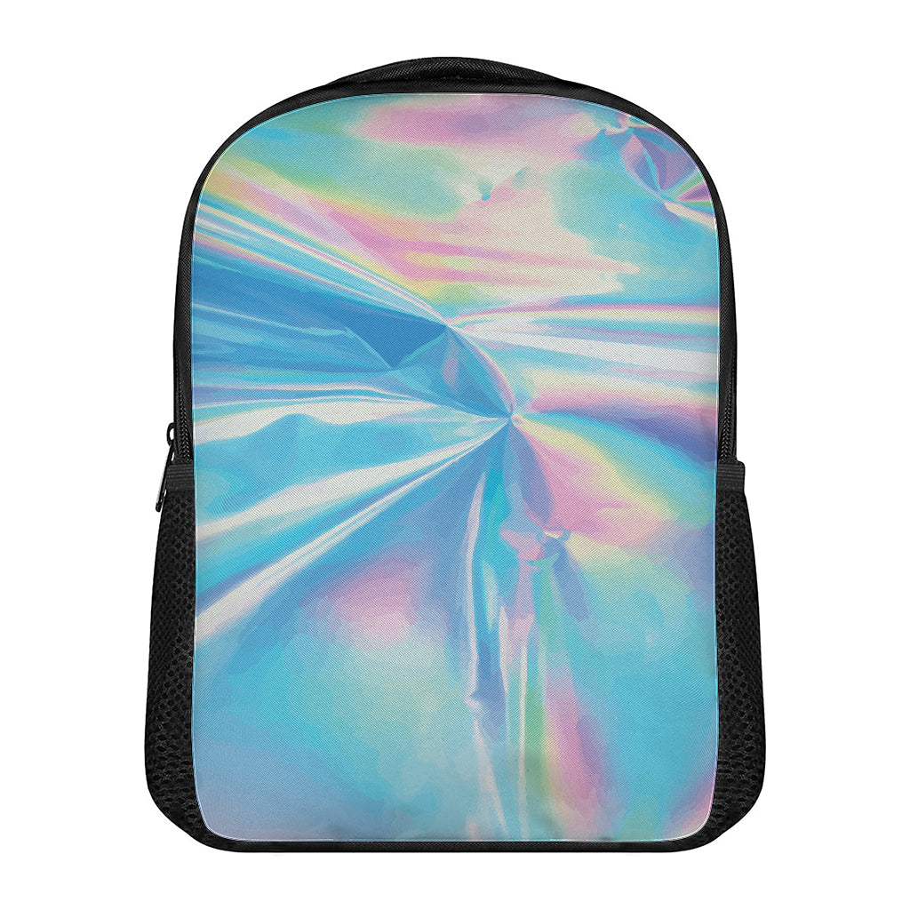 Blue Holographic Print Casual Backpack