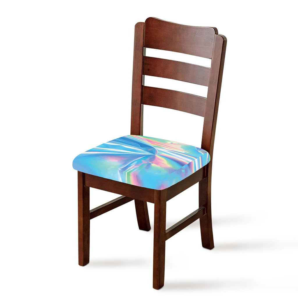 Blue Holographic Print Chair Cushion Cover