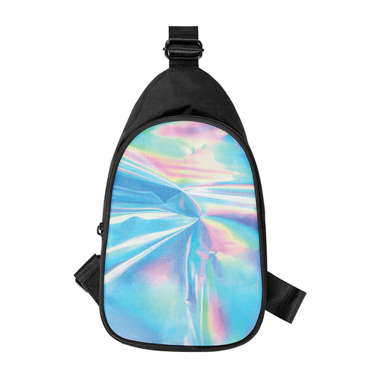 Blue Holographic Print Chest Bag