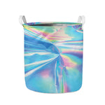 Blue Holographic Print Collapsible Laundry Basket