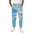Blue Holographic Print Cotton Sweatpants