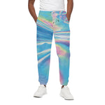 Blue Holographic Print Cotton Pants