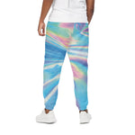 Blue Holographic Print Cotton Pants