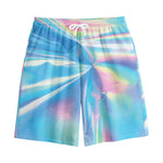 Blue Holographic Print Cotton Shorts