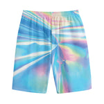 Blue Holographic Print Cotton Shorts