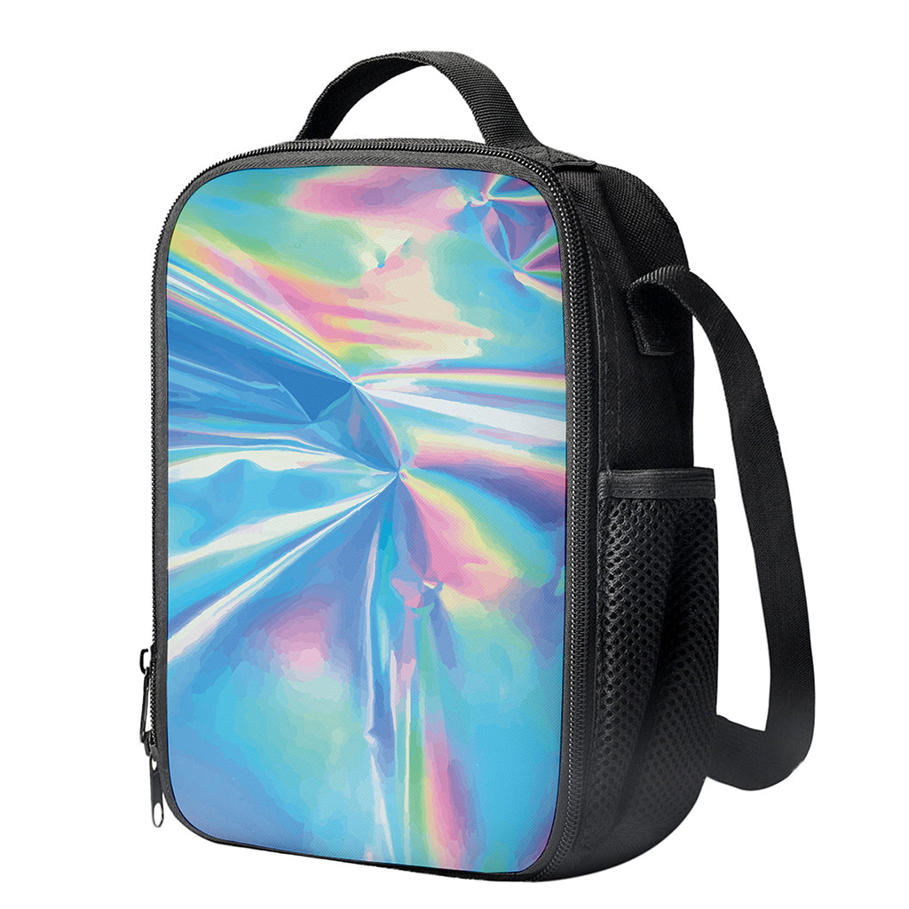 Blue Holographic Print Crossbody Lunch Bag