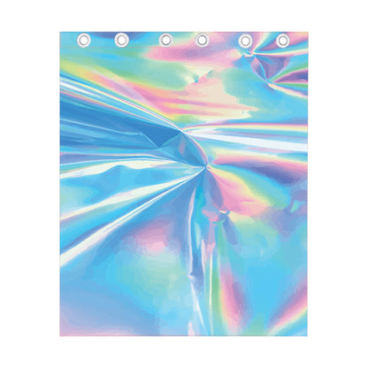 Blue Holographic Print Curtain