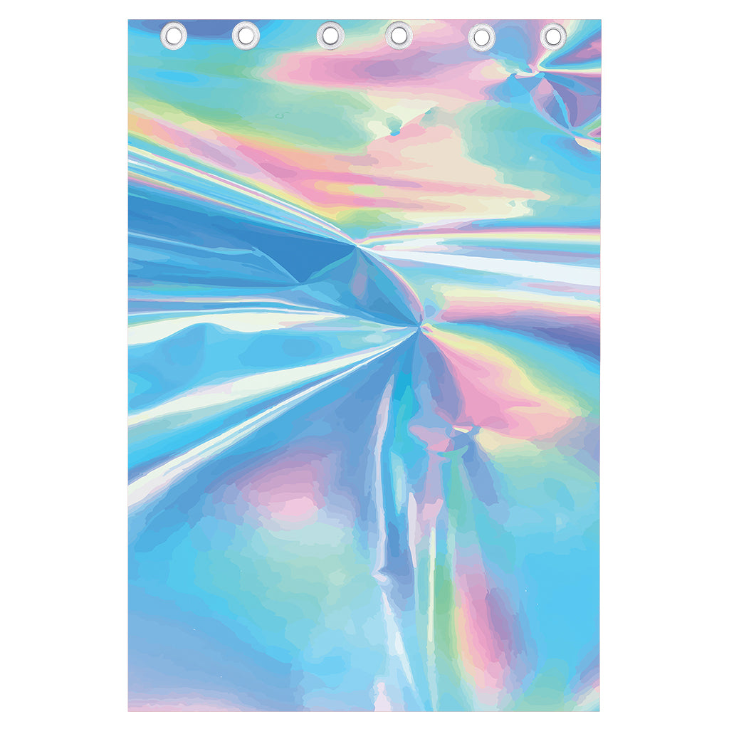 Blue Holographic Print Curtain