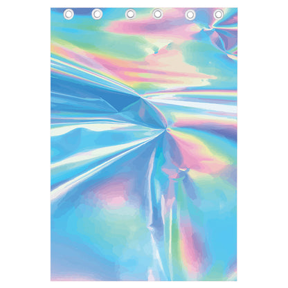 Blue Holographic Print Curtain