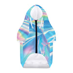 Blue Holographic Print Dog Zip Up Hoodie