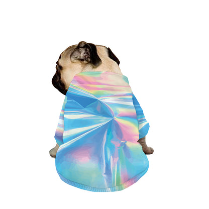 Blue Holographic Print Dog Zip Up Jacket