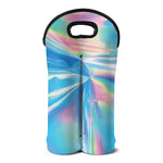 Blue Holographic Print Double Neoprene Wine Tote
