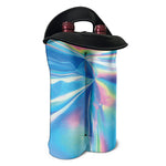 Blue Holographic Print Double Neoprene Wine Tote