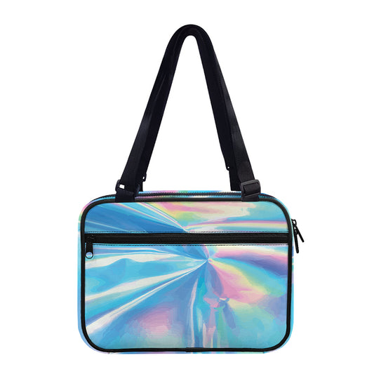 Blue Holographic Print Double Strap Bible Bag