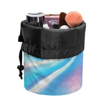 Blue Holographic Print Drawstring Makeup Bag
