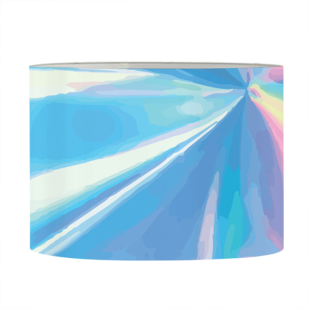 Blue Holographic Print Drum Lamp Shade