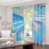 Blue Holographic Print Extra Wide Grommet Curtains