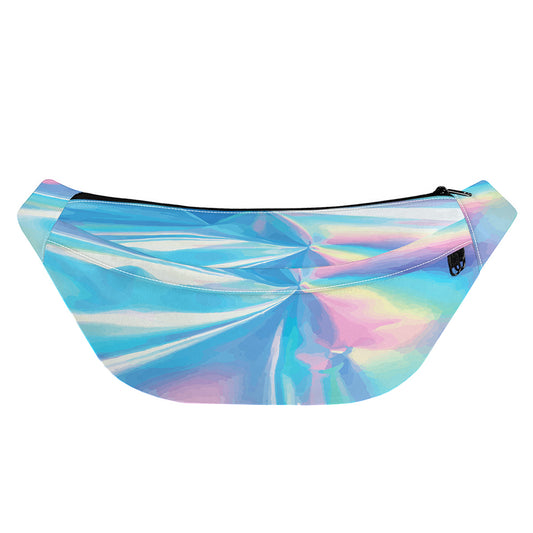 Blue Holographic Print Fanny Pack