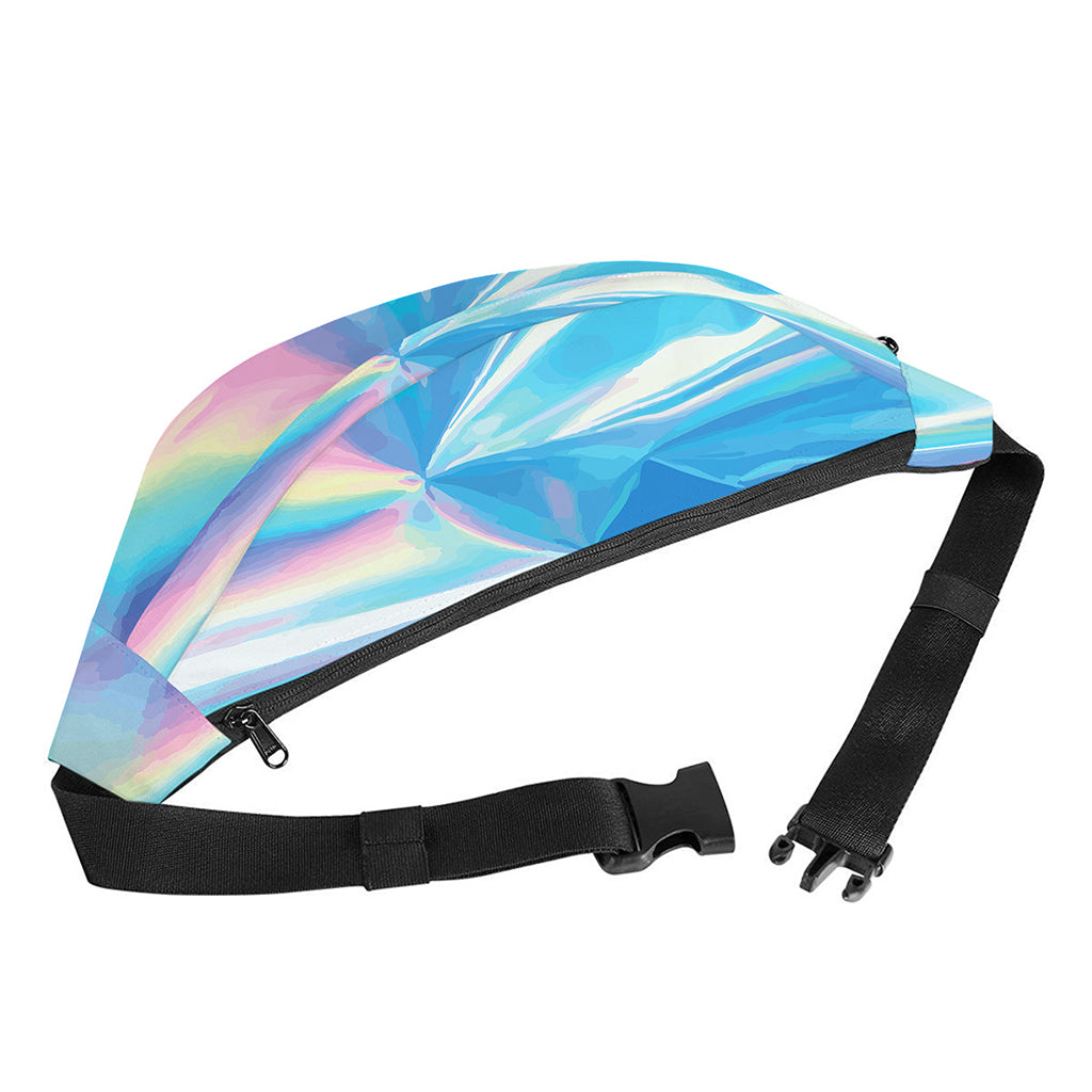 Blue Holographic Print Fanny Pack
