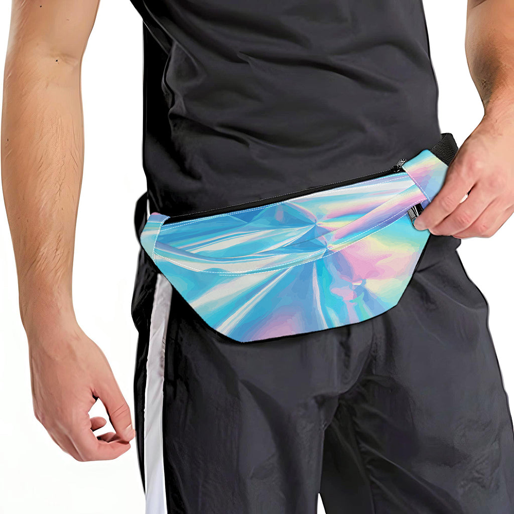 Blue Holographic Print Fanny Pack