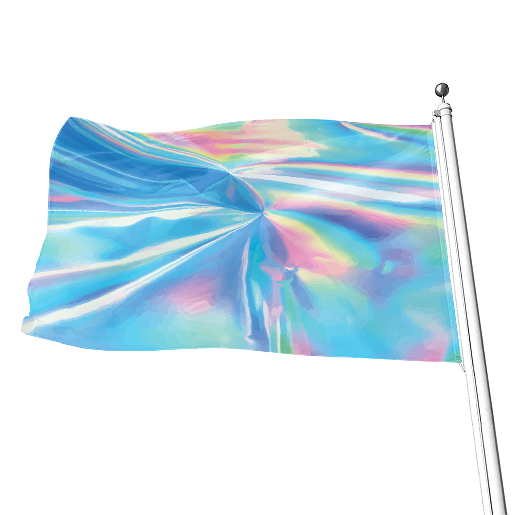 Blue Holographic Print Flag