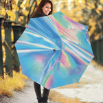 Blue Holographic Print Foldable Umbrella