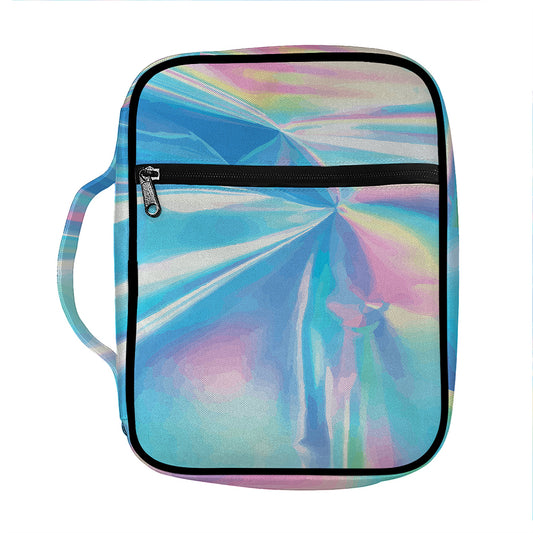 Blue Holographic Print Front Pocket Bible Bag