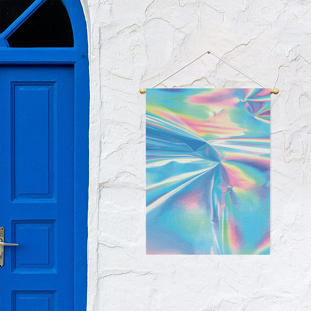 Blue Holographic Print Garden Flag