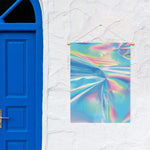 Blue Holographic Print Garden Flag
