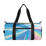 Blue Holographic Print Gym Bag