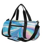 Blue Holographic Print Gym Bag
