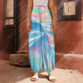 Blue Holographic Print Harem Pants