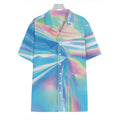 Blue Holographic Print Hawaiian Shirt
