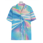 Blue Holographic Print Hawaiian Shirt