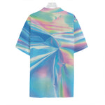 Blue Holographic Print Hawaiian Shirt
