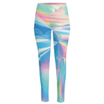 Blue Holographic Print High-Waisted Pocket Leggings