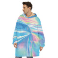 Blue Holographic Print Hoodie Blanket