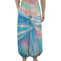 Blue Holographic Print Lantern Pants